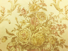 Load image into Gallery viewer, 61&quot; Wide Dutch Cotton Neoclassical Floral Victorian Yellow Beige Coral Toile Print Drapery Fabric Made in Holland