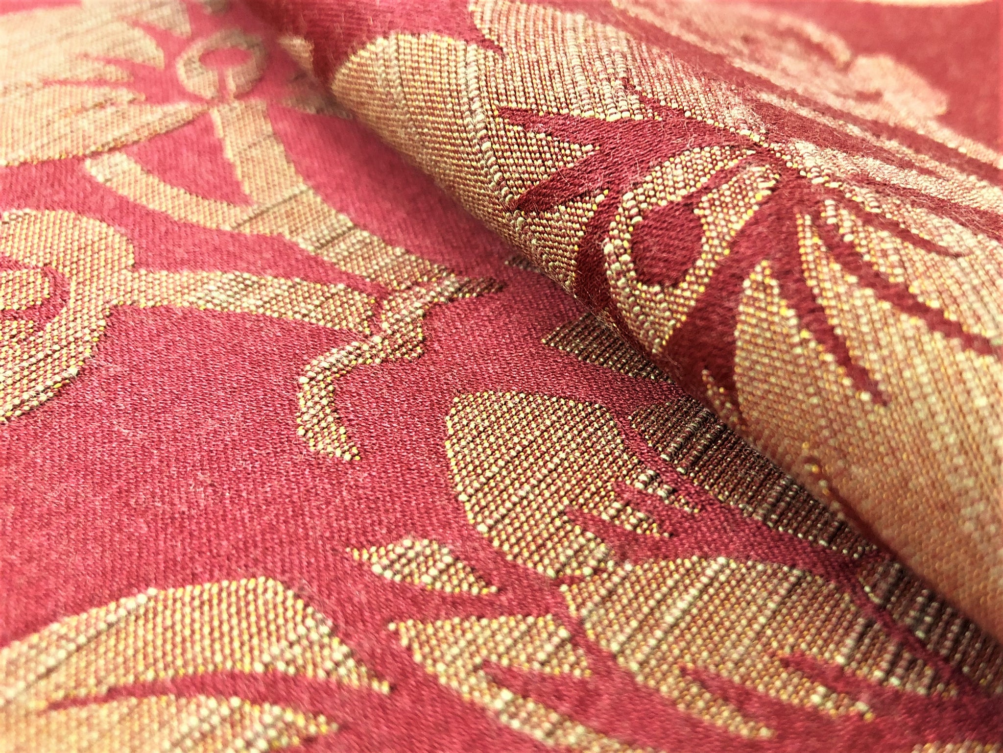 Gold, Contemporary Floral Jacquard Woven Upholstery Fabric By The Yard