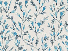 Load image into Gallery viewer, White Turquoise Blue Navy Grey Floral Drapery Fabric