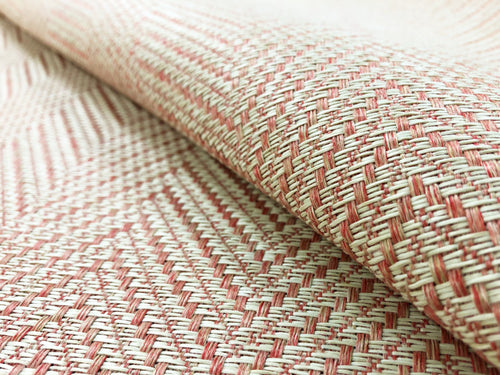 1.25 Yds Designer Rose Beige Woven Herringbone Geometric Chevron Upholstery Fabric