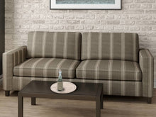 Load image into Gallery viewer, Crypton Water &amp; Stain Resistant Nautical Stripe Dark Greige Light Cream Upholstery Fabric