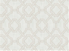 Load image into Gallery viewer, Viscose Cotton Ivory Beige Embroidered Trellis Geometric Drapery Fabric