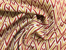 Load image into Gallery viewer, Maxwell Fabrics Quake Meteor Geometric Rusty Red Mustard Yellow Beige Performance Upholstery Drapery Chenille Fabric