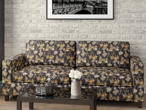 Heavy Duty Floral Tapestry Abstract Charcoal Black Mustard Beige Greige Ivory Upholstery Fabric