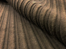 Load image into Gallery viewer, Designer Brown Cotton Water &amp; Stain Resistant Stripe Velvet Upholstery Fabric