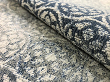 Load image into Gallery viewer, Designer Denim Stone Wash Blue Cream Medallion Upholstery Drapery Fabric