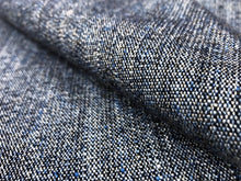 Load image into Gallery viewer, Navy Blue Off White Reversible Linen Viscose MCM Tweed Upholstery Drapery Fabric