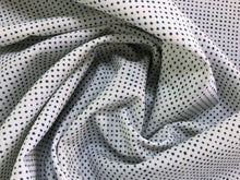 Load image into Gallery viewer, Delaney and Long Squall Bluebird Small Dot Navy Blue Off White Outdoor Water Resistant Nautical Upholstery Fabric