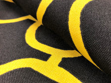 Load image into Gallery viewer, Tonitex Black Yellow Tribal African Water &amp; Stain Resistant Abstract Upholstery Fabric