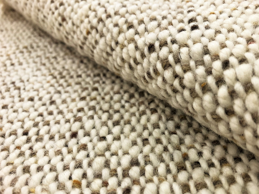 1.25 Yds Designer Reversible Woven Water & Stain Resistant Beige Cream Brown Black Mustard Wool Tweed MCM Upholstery Fabric