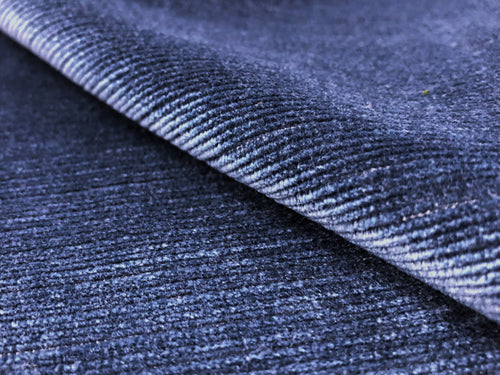 Designer Cotton Distressed Cadet Blue Velvet Upholstery Fabric