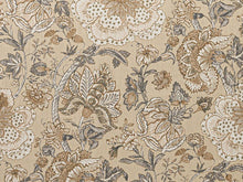 Load image into Gallery viewer, Beige Grey Cream Floral Upholstery Drapery Fabric