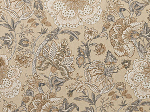 Beige Grey Cream Floral Upholstery Drapery Fabric