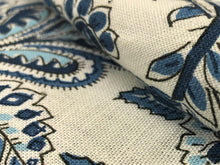 Load image into Gallery viewer, Clarence House Cassandra Linen Blue White Jacobean Floral Drapery Upholstery Fabric