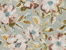 Load image into Gallery viewer, Antique Aqua Seafoam Blue Brown Green Cream Floral Upholstery Drapery Fabric