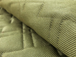 Designer Artichoke Green Geometric Abstract Quilted Matelasse Upholstery Fabric