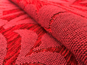 Brunschwig & Fils La Scala Figured Art Deco Geometric Water Stain Resistant Woven Red Epingle Cut Velvet Upholstery Fabric