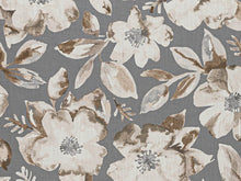 Load image into Gallery viewer, Grey Brown Charcoal Cream Floral Upholstery Drapery Fabric