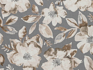 Grey Brown Charcoal Cream Floral Upholstery Drapery Fabric