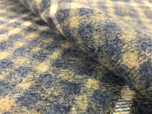 Load image into Gallery viewer, French Blue Beige White Wool Check Plaid Tartan Upholstery Drapery Fabric