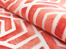 Load image into Gallery viewer, Raymond Waites for Mill Creek Coral Red White Geometric Abstract Cotton Drapery Fabric