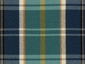 Stain Resistant Teal Blue Greige Cream Charcoal Grey Tartan Plaid Upholstery Drapery Fabric