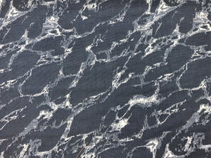 Reversible Water & Stain Resistant Indoor Outdoor Marbled Denim Blue Grey Off White Upholstery Drapery Fabric