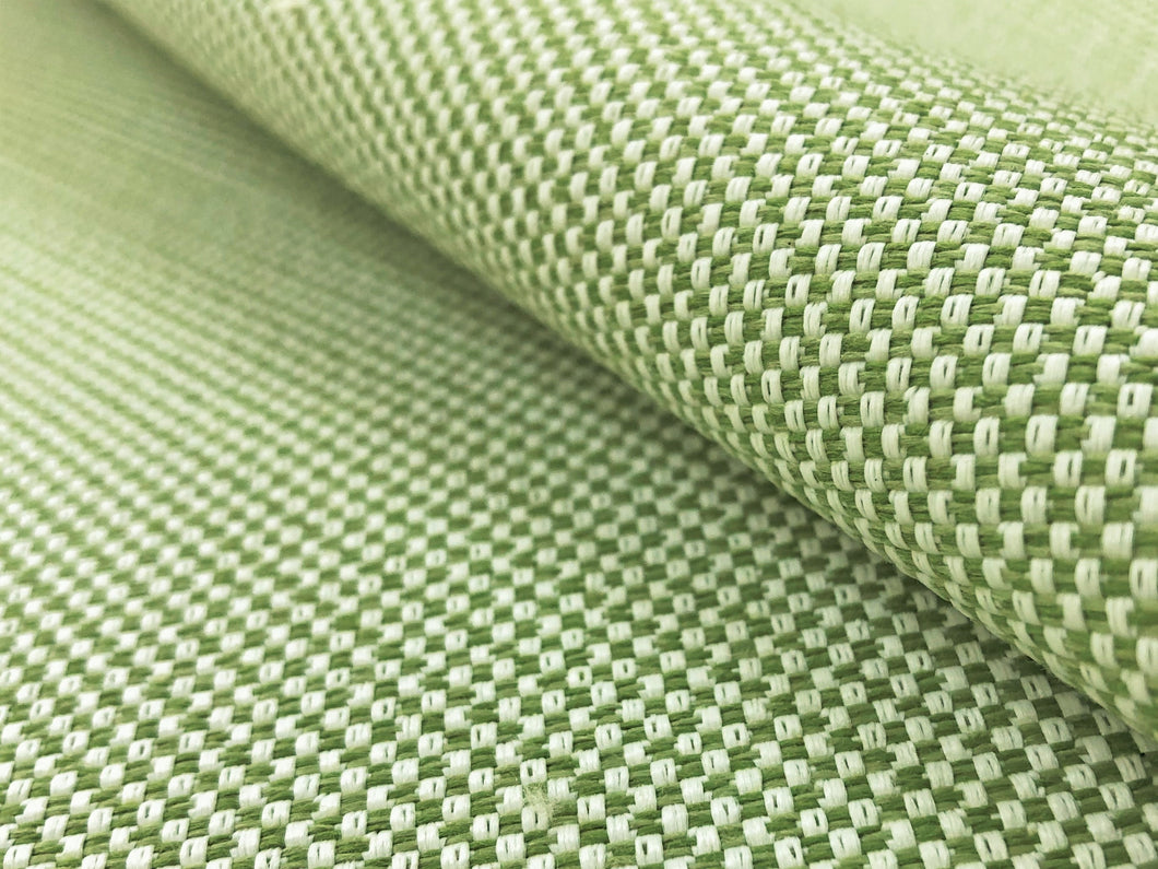 Designer Lime Green White Woven Small Scale MCM Mid Century Modern Upholstery Fabric
