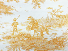 Load image into Gallery viewer, 108" Wide Olivier Thevenon French Cotton Ivory Yellow Toile Historic D' Eau Victorian Children Print Upholstery Drapery Fabric