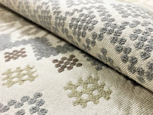 Load image into Gallery viewer, 1.75 Yds Designer Woven Geometric Beige Grey Taupe Chenille Upholstery Fabric
