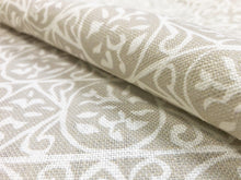 Load image into Gallery viewer, 1.25 Yds Marika Meyer Pompeii 26 Oyster Linen Beige Off White Medallion Print Upholstery Drapery Fabric