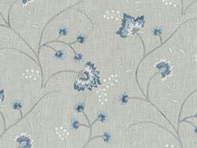 Load image into Gallery viewer, French Blue Navy Embroidered Floral Drapery Fabric