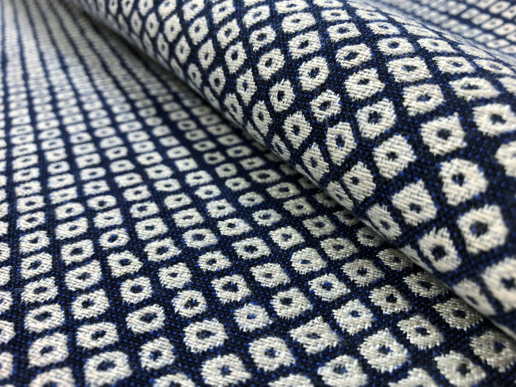 Pindler & Pindler Orlare Indigo Navy Blue White Indoor Outdoor Sunbrella Small Scale Upholstery Drapery Fabric