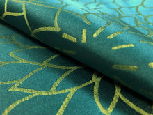 Load image into Gallery viewer, 3/4 Yds Designer Acrylic Backed Teal Green Lime Floral Upholstery Drapery Fabric