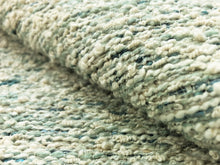 Load image into Gallery viewer, Designer Water &amp; Stain Resistant Teal Aqua Blue Cream Woven Boucle Tweed MCM Mid Century Modern Upholstery Fabric