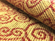 Load image into Gallery viewer, Beige Wheat Red Swirl Medallion Tapestry Water &amp; Stain Resistant Upholstery Fabric