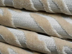 Designer Beige Grey Animal Pattern Cut Velvet Upholstery Fabric
