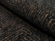 Load image into Gallery viewer, Designer Black Brown Geometric Herringbone MCM Mid Century Modern Upholstery Fabric