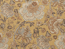 Load image into Gallery viewer, Gold Wheat Brown Charcoal Floral Upholstery Drapery Fabric