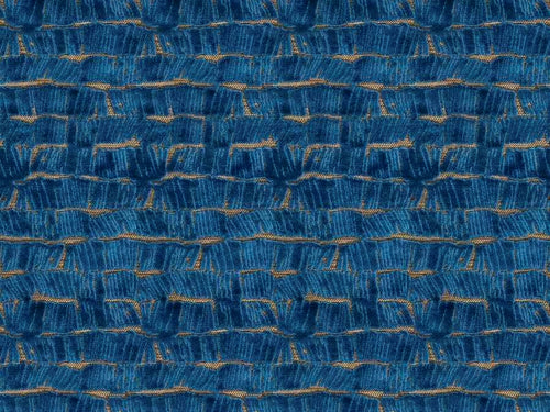 Designer Heavy Duty Royal Blue Bronze Gold Abstract Cut Velvet Upholstery Fabric
