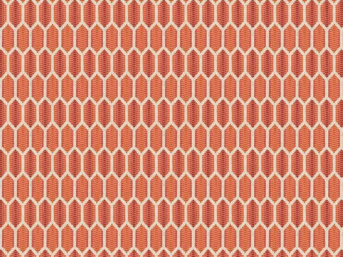 Crypton Water & Stain Resistant Coral Red Orange Cream Geometric Upholstery Drapery Fabric
