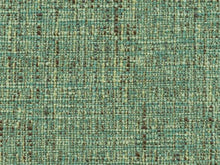 Load image into Gallery viewer, Heavy Duty Water &amp; Stain Resistant MCM Mid Century Modern Tweed Teal Aqua Blue Turquoise Navy Blue Brown Upholstery Drapery Fabric