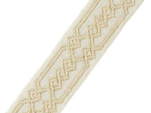 Load image into Gallery viewer, 2.125&quot; Wide Embroidered Aqua Blue Wheat Charcoal Teal Geometric Drapery Tape Trim