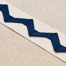 Load image into Gallery viewer, Schumacher Lazare Appliqué Tape Trim 82241 / Navy On Ivory