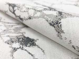 Reversible Water & Stain Resistant Indoor Outdoor Marbled Denim Blue Grey Off White Upholstery Drapery Fabric
