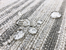Load image into Gallery viewer, Designer Water &amp; Stain Resistant Woven Beige Taupe Rustic Stripe Linen Viscose Upholstery Fabric