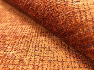 Designer Water & Stain Resistant MCM Mid Century Modern Textured Plush Burnt Orange Chenille Upholstery Fabric