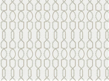 Load image into Gallery viewer, Ivory Beige Taupe Seafoam Geometric Embroidered Trellis Drapery Fabric