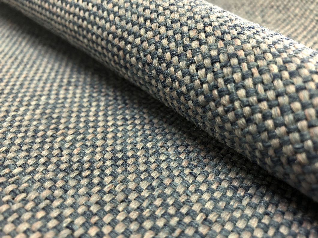 Mid Century Modern Denim Blue Gray Light Pink Tweed Upholstery Fabric