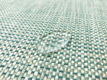 Load image into Gallery viewer, Designer Teal Blue Cream Woven Water &amp; Stain Resistant MCM Mid Century Modern Upholstery Drapery Fabric